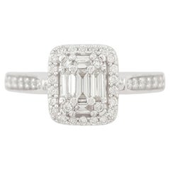 Diamond Halo Engagement Ring in 14k White Gold