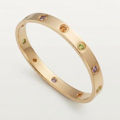 Cartier Love Bangle with Multicolor Gemstones in 18k Rose Gold