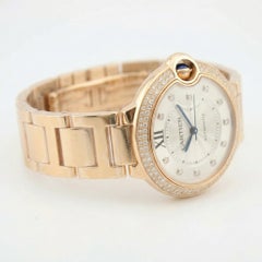 Cartier Ballon Bleu 18k Rose Gold Diamond Bezel Automatic Watch