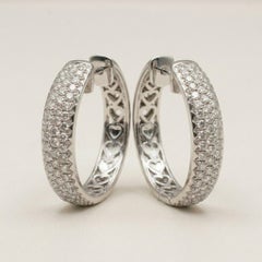 13 Carat Diamond Pavé 18k White Gold Hoop Earrings