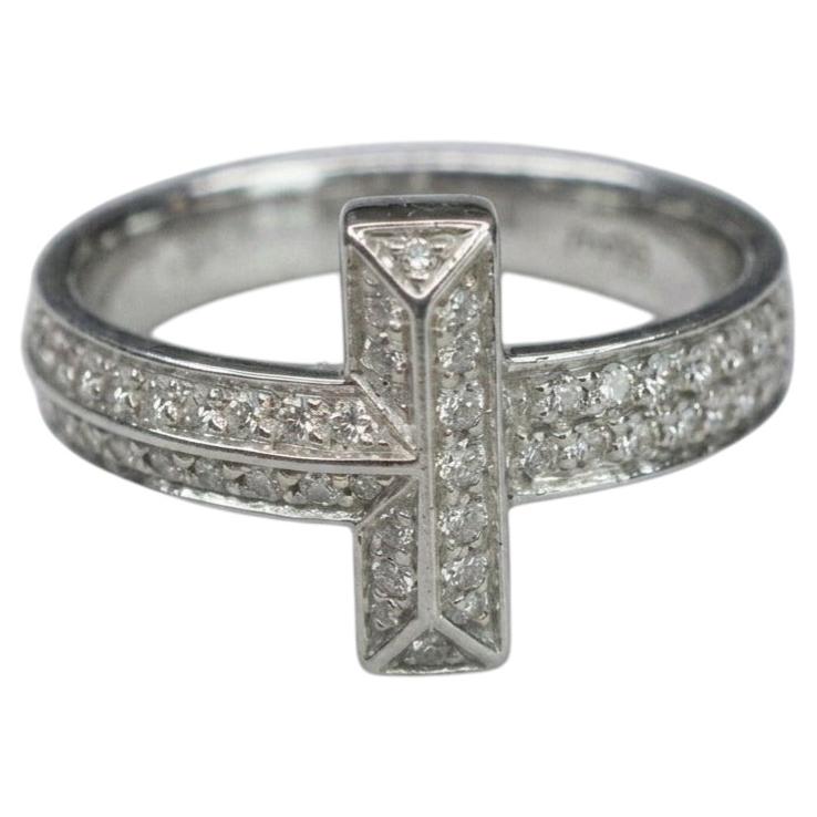 Tiffany & Co. Diamond T Pavé Band Ring in 18k White Gold For Sale