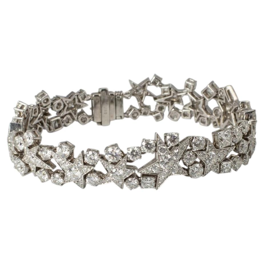 Hearts On Fire 17 Carat Diamond Star Design 18k White Gold Tennis Bracelet