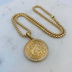 David Yurman 18k Yellow Gold Diamond Saint Christopher Pendant Amulet