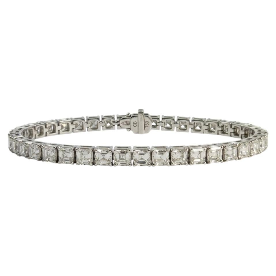 Bucherer 9 Carat Asscher Cut Diamond Tennis Bracelet in 18k White Gold