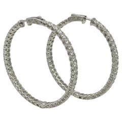 Round Brilliant Diamond In-and-Out Hoop Earrings in 14k White Gold