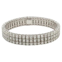 10 Carat Diamond Three-Row Tennis Bracelet in 14k White Gold