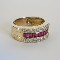 Ruby and Diamond Channel Set Gold Band Ring