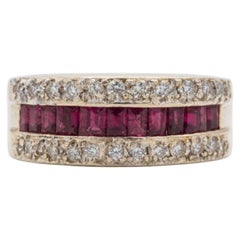 Ruby and Diamond Channel Set Gold Band Ring