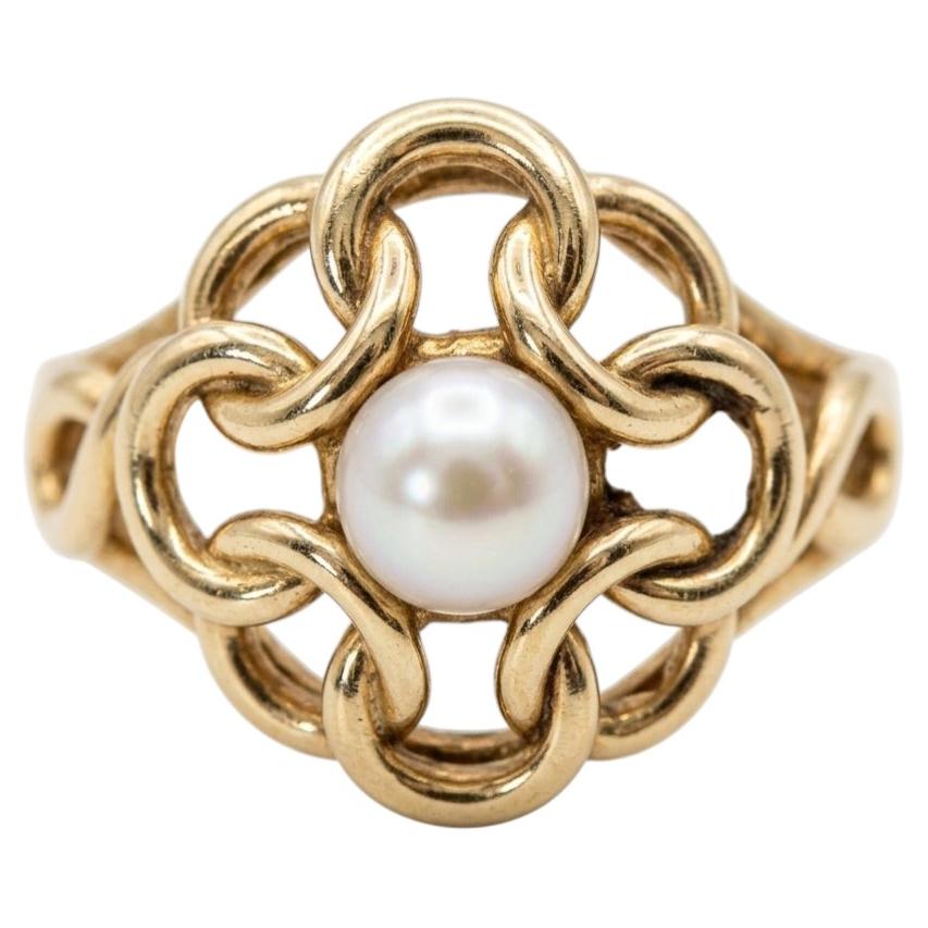 Tiffany & Co. 14k Yellow Gold Pearl Ring For Sale