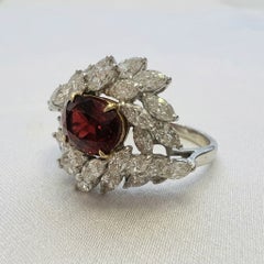 GIA Certified 2 Carat Burma Spinel 3 Carat Diamond Platinum Cocktail Ring