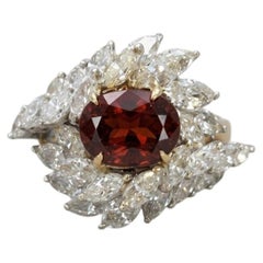 GIA Certified 2 Carat Burma Spinel 3 Carat Diamond Platinum Cocktail Ring