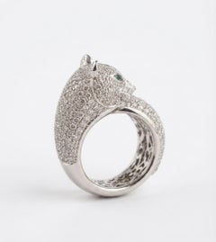5-Karat-Diamant-Smaragd-Panther-Ring aus 18-karätigem Weißgold von Sonia B