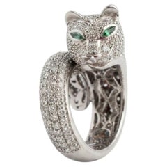 5-Karat-Diamant-Smaragd-Panther-Ring aus 18-karätigem Weißgold von Sonia B