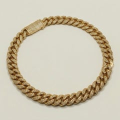 40 Carat Diamond Miami Cuban Link Chain Necklace in 14k Rose Gold