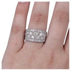 Breiter Milgrain-Ring mit 1-Karat-Diamant aus 14-karätigem Weißgold