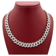 29 Carat Diamond Cuban Link Necklace in 14k White Gold
