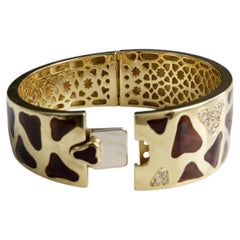 Bracciale rigido Roberto Coin con diamante da 1,3 carati color cognac e smalto, in oro 18 carati