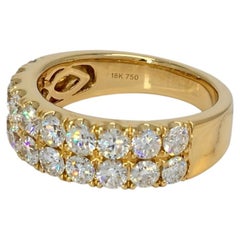 2 Carat Round Brilliant Diamond Double Row Band in 18k Yellow Gold