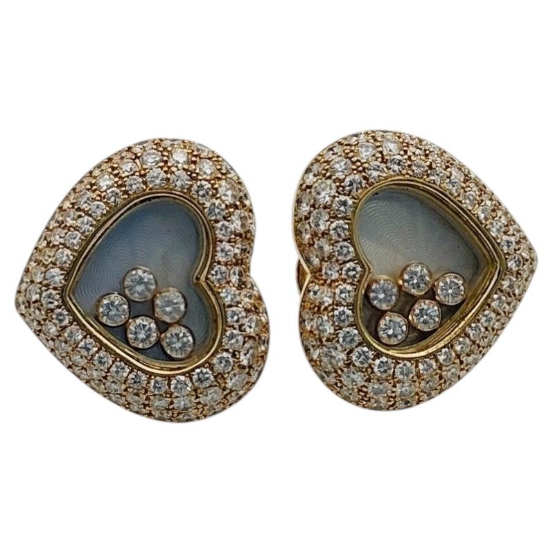 Boucles d'oreilles à clip Chopard Happy Diamonds Heart en or jaune 18 carats serties de diamants en vente