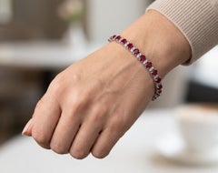 15 Carat Ruby and Diamond Link Tennis Bracelet in 14k White Gold