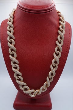 40 Carat Diamond 14k Yellow Gold Cuban Link Chain Necklace
