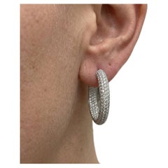 4 Carat Diamond Micro-Pavé Hoop Earrings in 18k White Gold