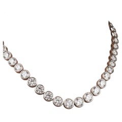 20 Carat Old European Cut Diamond Platinum Tennis Necklace