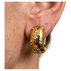 Cartier Diamond 18k Yellow Gold Huggie Hoop Earrings
