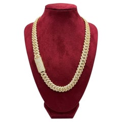 Catena a maglie cubane "Miami" con diamante da 34 carati in oro giallo 14k