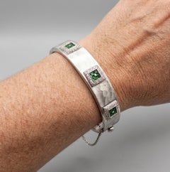 Roberto Coin Tsavorite Garnet Diamond 18k White Gold Bangle Bracelet