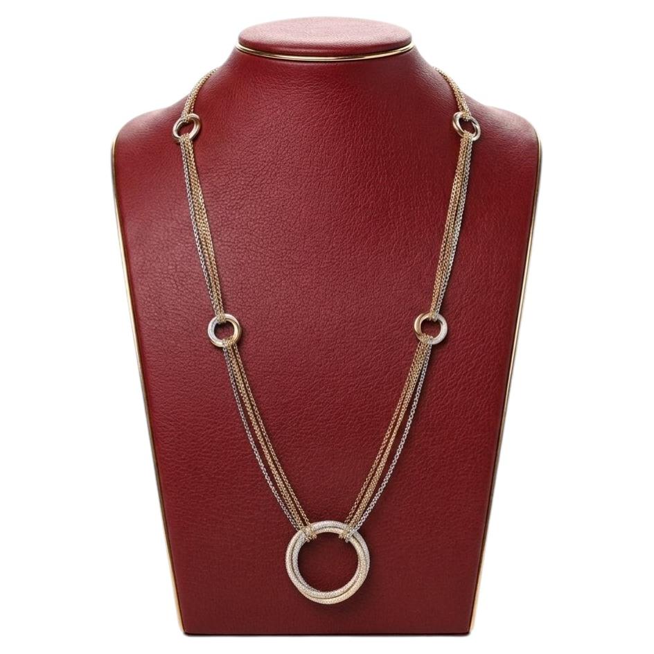 Cartier 6.50 Carat18K Pink, Yellow & White Gold Diamond Trinity Station Necklace