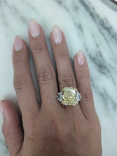 GIA Certified 15.87 Carat Fancy Intense Yellow Radiant Diamond Ring