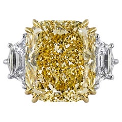 GIA Certified 15.87 Carat Fancy Intense Yellow Radiant Diamond Ring
