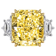 GIA Certified 15.87 Carat Fancy Intense Yellow Radiant Diamond Ring