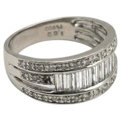 2 Carat Baguette and Round Diamond Platinum Band Ring