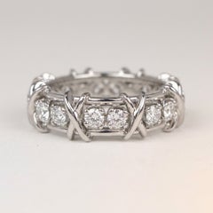 1 Carat Diamond Platinum Schlumberger Sixteen Stone Band Ring