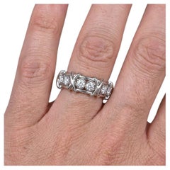 1 Carat Diamond Platinum Schlumberger Sixteen Stone Band Ring