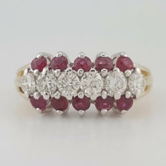 1 Carat Ruby and Diamond Band Ring in 14k Yellow and White Gold