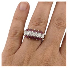 1 Carat Ruby and Diamond Band Ring in 14k Yellow and White Gold