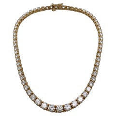 12 Carat Diamond Rivière Necklace in 14k Yellow Gold