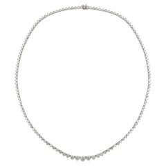 15 Carat Diamond Graduated Riviera Necklace in 14k White Gold