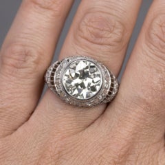 3 Carat Old European Cut Diamond Art Deco Style Platinum Engagement Ring