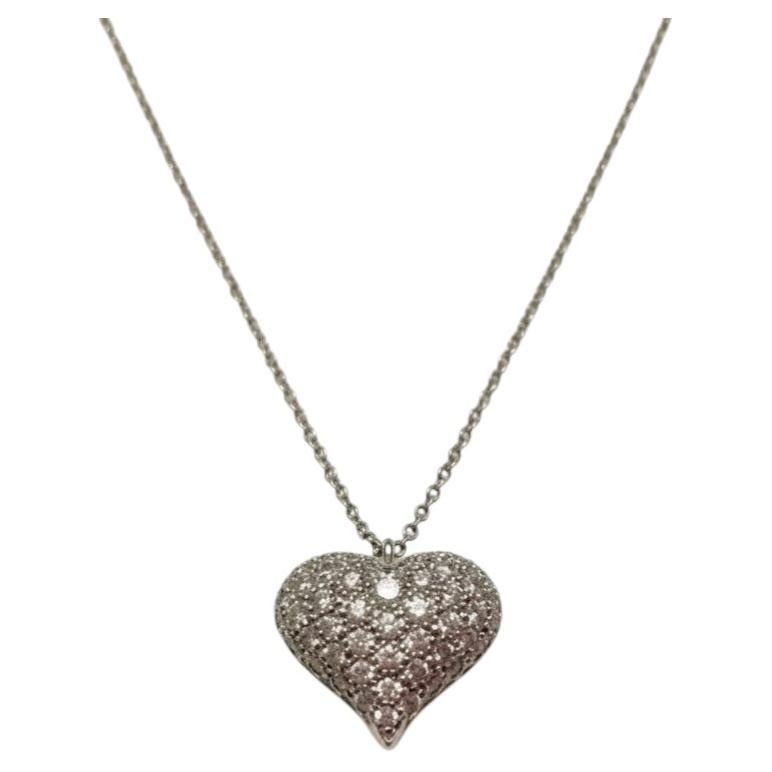 Tiffany & Co. 1 Carat Diamond Heart Pendant Necklace in Platinum For Sale