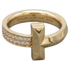 Tiffany & Co. T1 Diamond Pavé 18k Yellow Gold Band Ring