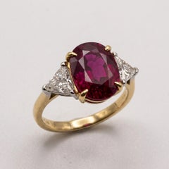 Tiffany & Co. 3 Carat Natural Ruby Three-Stone Diamond Platinum Gold Ring