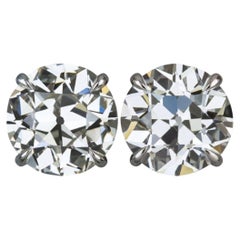 7 Carat Old European Cut Diamond Stud Earrings GIA Certified