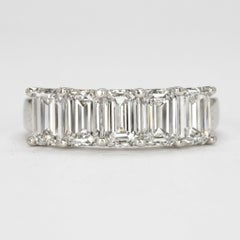 2.5 Carat Emerald Cut Diamond Five-Stone Platinum Band GIA Certified