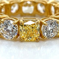 9 Carat Fancy Yellow and White Diamond Eternity Band Ring