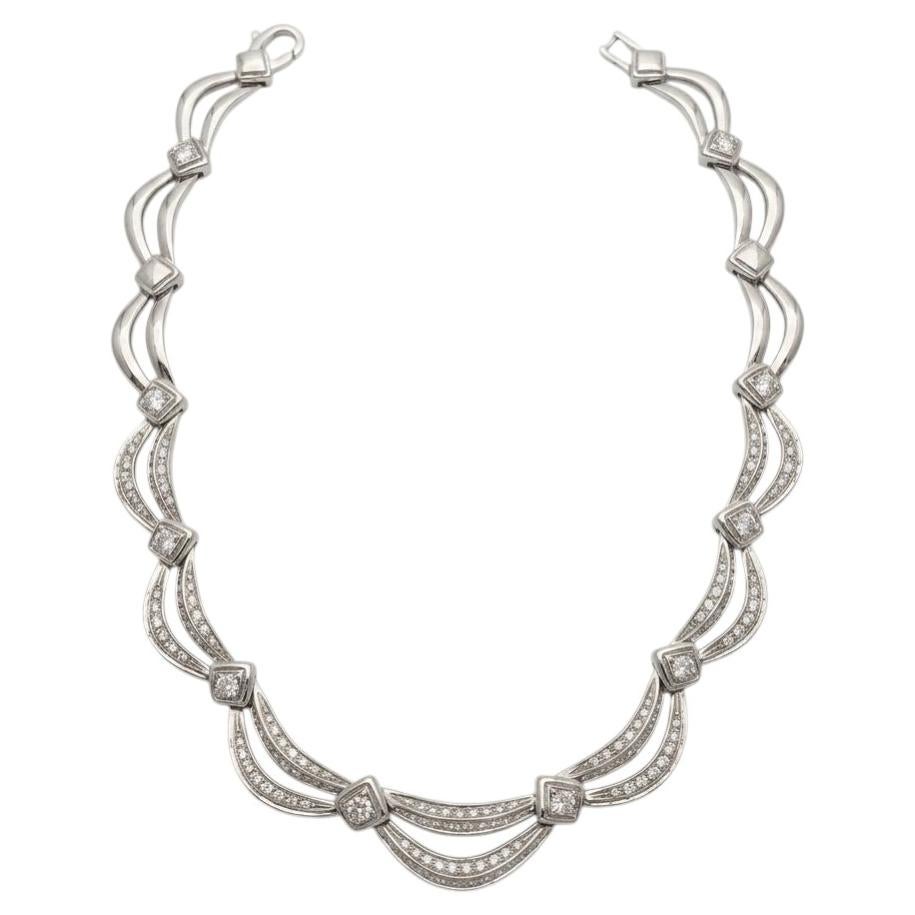 Damiani 2 Carat Diamond and 18k White Gold Link Necklace