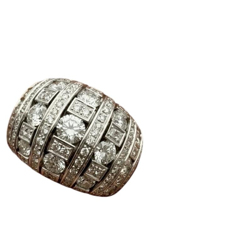 Damiani 3 Carat Diamond Cocktail Ring in 18k White Gold For Sale